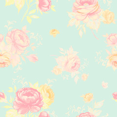  Abstract floral seamless print vintage beautiful drawn bouquets 