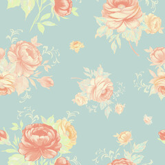  Abstract floral seamless print vintage beautiful drawn bouquets 