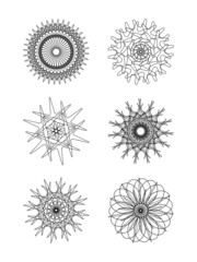 Vector circular isolated  elements of design. Adstract  line art mandala, logo, decoration shape set.