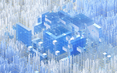 Translucent gradients cubes and materials, 3d rendering.