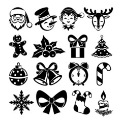 Set of icons for celebrating Christmas and new year isolated on white background. 