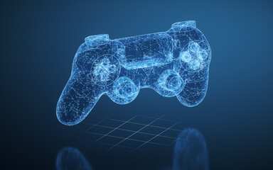 Gamepad and blue lines, 3d rendering. © Vink Fan
