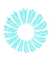 turquoise blue translucent mobius ring on a plain white background