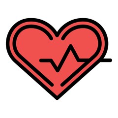 Heart analysis icon. Outline heart analysis vector icon color flat isolated
