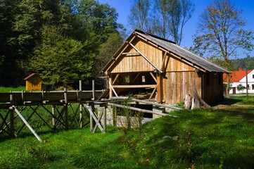 Old lumber mill in ethnographic polish park
