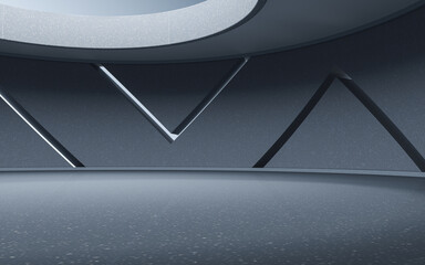 Empty round room, sense of space, 3d rendering.