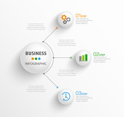 Business infographic design template with 3 options, steps or processes. Can be used for workflow layout, diagram, annual report, web design