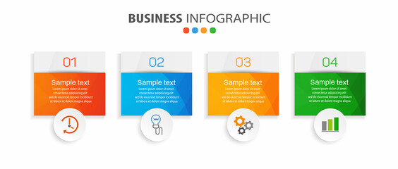 Infographic design business template with 4 options, steps. Can be used for workflow layout, diagram, annual report, web design.  Vector eps 10 