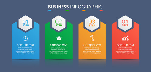 Infographic design business template with 4 options, steps. Can be used for workflow layout, diagram, annual report, web design.  Vector eps 10 