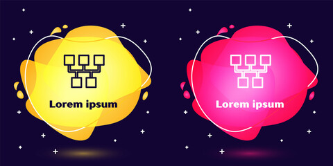 Naklejka premium Set line Gear shifter icon isolated on blue background. Transmission icon. Abstract banner with liquid shapes. Vector