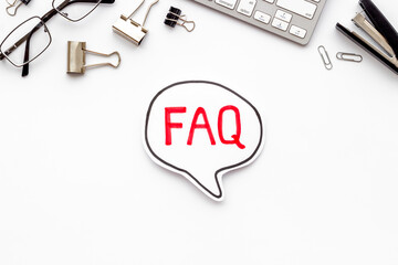 Business concept faq frequently asked questions on office table