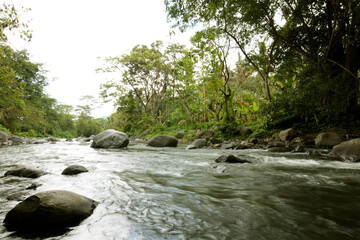 Fototapeta na wymiar Scenic view of white water river in Karangasem, Bali, Indonesia