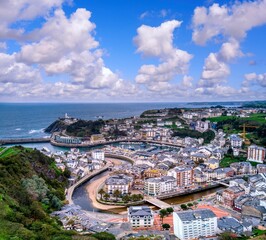 Famous view of Luarca, Spain from the region of Asturias.