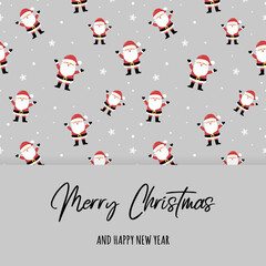 Christmas card with happy Santa Claus and wishes. Vector