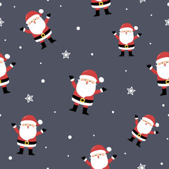 Design of seamless pattern with funny Santa Claus. Vector