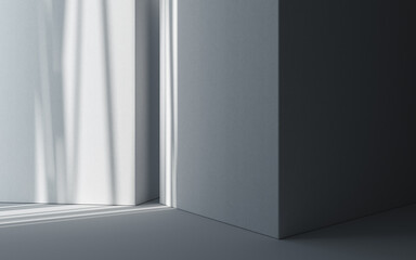 Light and shadow in an empty room, 3d rendering.