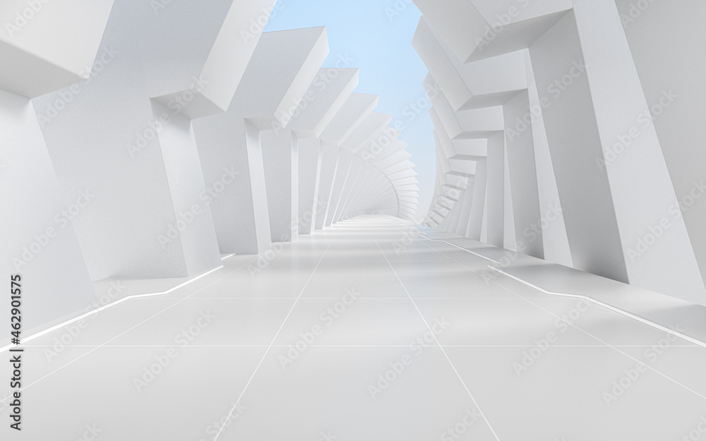 Wall mural White empty tunnel, 3d rendering.