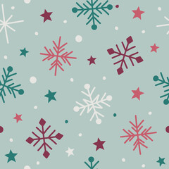 Christmas pattern with snowflakes. Xmas wrapping paper concept. Vector