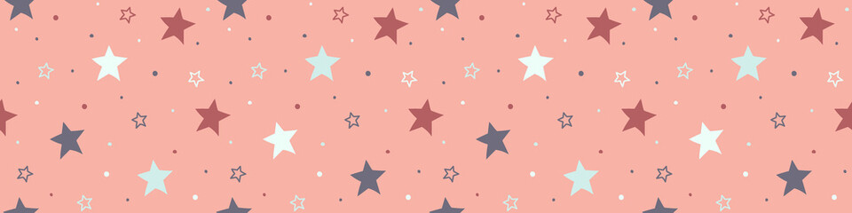 Christmas texture with stars. Seamless pattern. Panoramic header. Vector