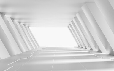 Obraz premium White empty tunnel, 3d rendering.