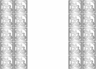 An ornament made of individual patterned fragments. Grey figures on a white background. Abstraction. A resource for printing on paper or fabric, decorative background.