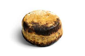 Ricotta infornata cheese isolated on white background