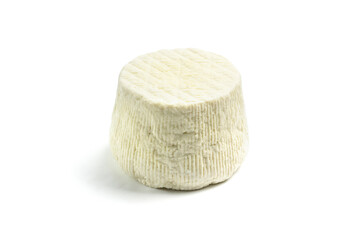 Ricotta salata cheese isolated on white background
