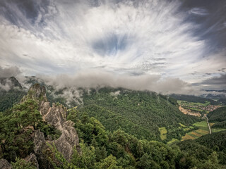 Fototapeta premium A view of the Sulov rocks nature reserve in the village of Sulov in Slovakia