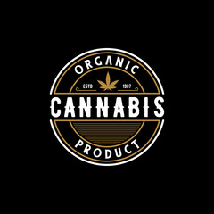 Fototapeta na wymiar Elegant Vintage Retro Badge Label Emblem Cannabis Logo design vector