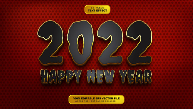 Happy New Year Black Gold 3D Editable Text Effect