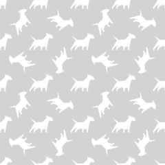 Vector seamless pattern with bull terrier. Can be used for textile, website background, book cover, packaging.