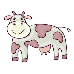 Cute illustration of a cow. Children's illustration. Vector illustration for your cute design.