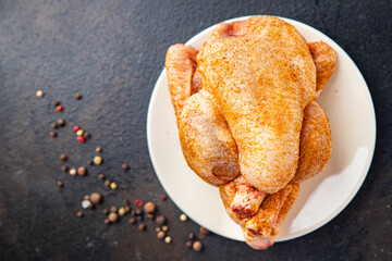 chicken raw meat poultry whole chick ready to bake or cook fresh meal snack on the table copy space food background