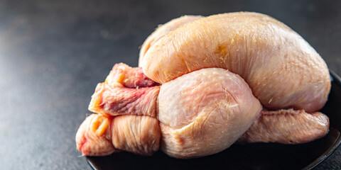 chicken raw meat poultry whole chick ready to bake or cook fresh meal snack on the table copy space food background
