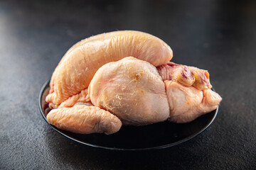 chicken raw meat poultry whole chick ready to bake or cook fresh meal snack on the table copy space food background