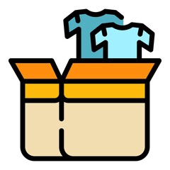 Giving away clothes icon. Outline giving away clothes vector icon color flat isolated