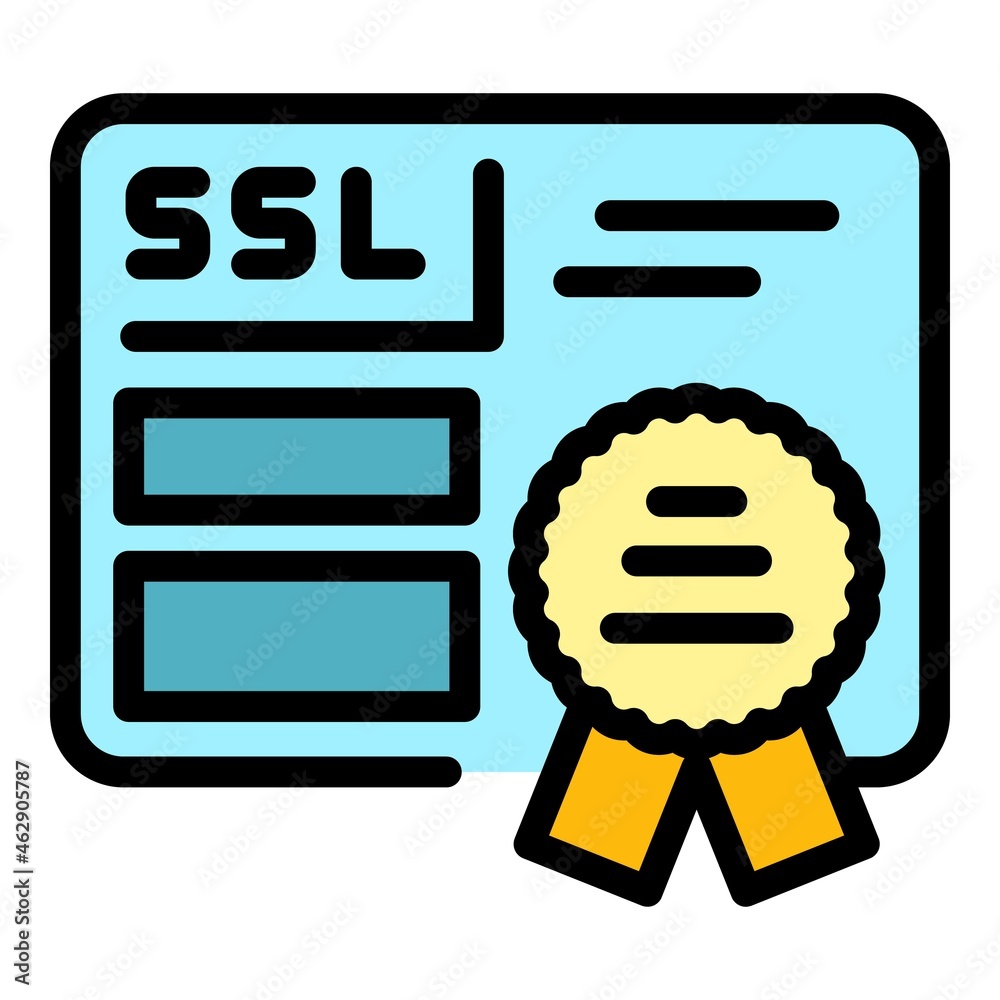 Poster ssl certification icon. outline ssl certification vector icon color flat isolated