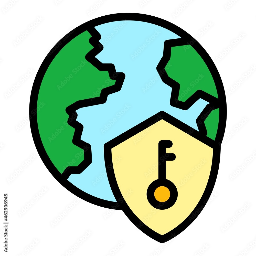 Poster global ssl security icon. outline global ssl security vector icon color flat isolated