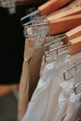 wedding dress on hangers