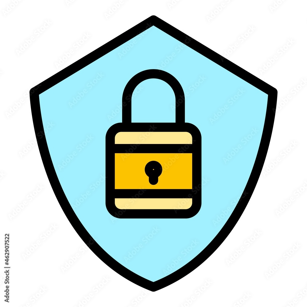 Poster shield cipher icon. outline shield cipher vector icon color flat isolated