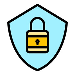 Shield cipher icon. Outline shield cipher vector icon color flat isolated