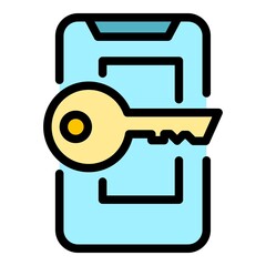 Phone cipher icon. Outline phone cipher vector icon color flat isolated