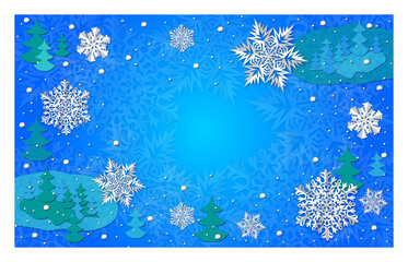 Merry Christmas and Happy New Year. Greeting card on a blue background without text.