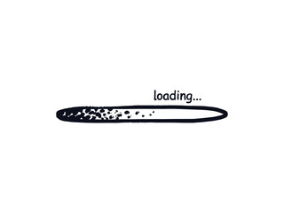 Ellipse loading bar sketch. Doodle download bar filled with painted grunge dots. Vector Hand-drawn illustration isolated on white background.