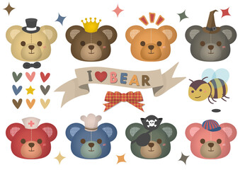 Naklejka premium I LOVE bear material sticker set,クマのテッカー素材セット,SVG