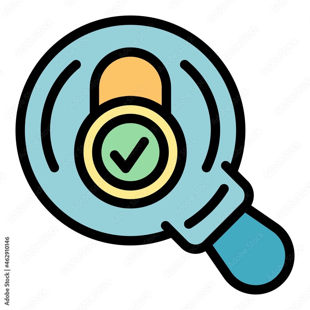 Poster magnifying password icon. outline magnifying password vector icon color flat isolated