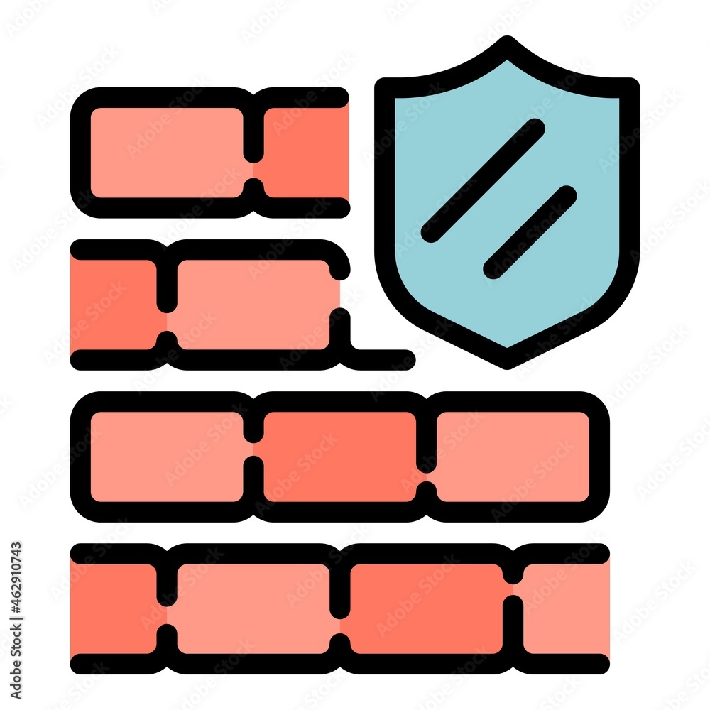 Wall mural Shield security icon. Outline shield security vector icon color flat isolated