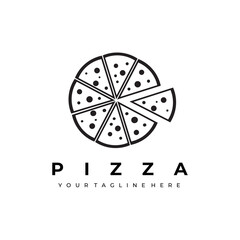 pizza logo line art illustration design vector creative nature minimalist monoline outline linear simple modern