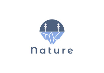 Modern Abstract minimalist Iceberg Logo Illustration In Isolated White Background
