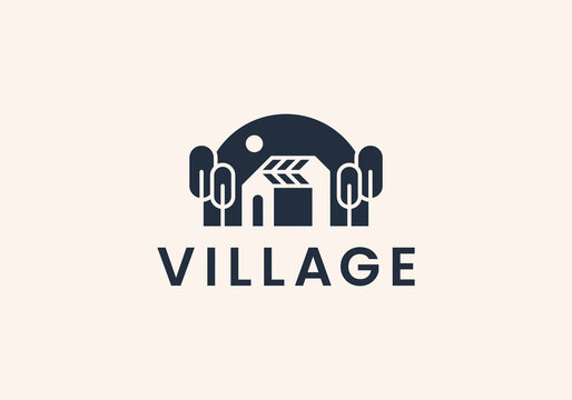 cottage simple logo. village logo vector illustration design
